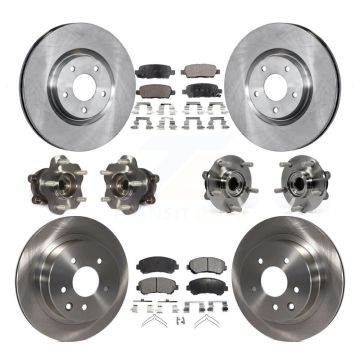 Front Rear Hub Bearing Disc Brake Rotor Pads Kit (10Pc) For Nissan Juke Nismo RS with AWD KBB-109020