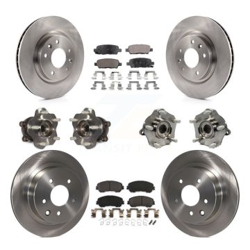 Front Rear Hub Bearing Disc Brake Rotor And Pad Kit (10Pc) For Nissan Rogue Sport Qashqai KBB-109022