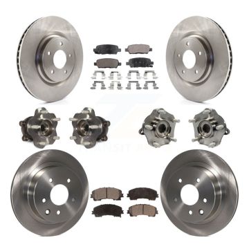 Front Rear Hub Bearing Disc Brake Rotor And Semi-Metallic Pad Kit (10Pc) For Nissan Rogue KBB-109023