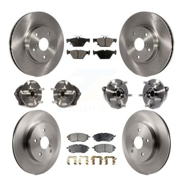 Front Rear Hub Bearings Disc Brake Rotors And Pads Kit (10Pc) For 2015 Subaru Legacy 2.5L KBB-109025