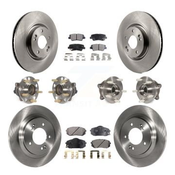 Front Rear Hub Bearing Disc Brake Rotor Pad Kit (10Pc) For 2015 Hyundai Sonata GAS engine KBB-109035