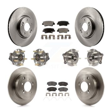 Front Rear Hub Bearing Disc Brake Rotor And Semi-Metallic Pad Kit (10Pc) For Kia Sportage KBB-109036