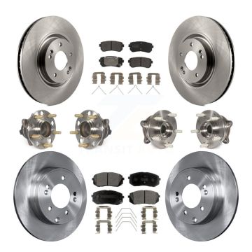 Front Rear Hub Bearing Disc Brake Rotors And Semi-Metallic Pads Kit (10Pc) For Kia Optima KBB-109037