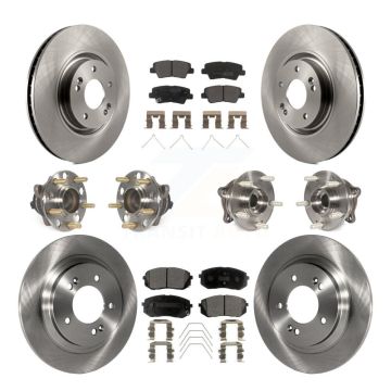 Front Rear Hub Bearing Disc Brake Rotors And Semi-Metallic Pads Kit (10Pc) For Kia Optima KBB-109039