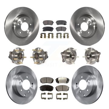 Front Rear Hub Bearing Disc Brake Rotor Pad Kit (10Pc) For 2015 Hyundai Sonata GAS engine KBB-109040