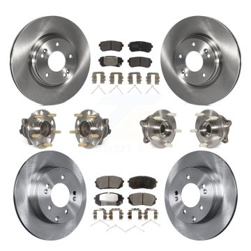 Front Rear Hub Bearing Disc Brake Rotors And Semi-Metallic Pads Kit (10Pc) For Kia Optima KBB-109042
