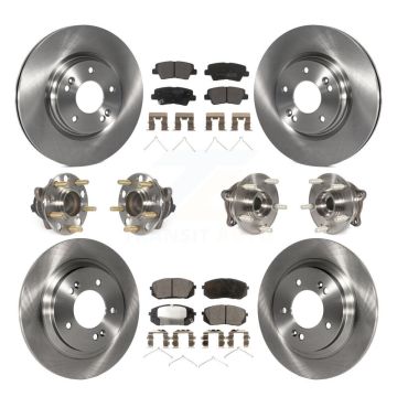 Front Rear Hub Bearing Disc Brake Rotors And Semi-Metallic Pads Kit (10Pc) For Kia Optima KBB-109043