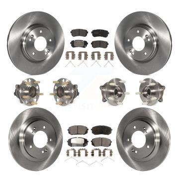Front Rear Hub Bearing Disc Brake Rotors And Semi-Metallic Pads Kit (10Pc) For Kia Optima KBB-109044