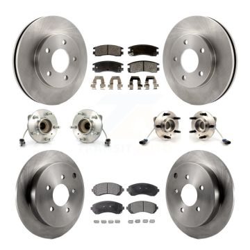 Front Rear Hub Bearing Assembly Disc Brake Rotor And Pads Kit (10Pc) For Buick Rendezvous KBB-109076