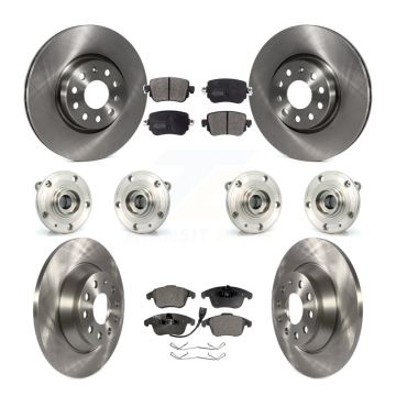 Front Rear Hub Bearing Assembly Disc Brake Rotors And Pads Kit (10Pc) For Audi Q3 Quattro KBB-109086