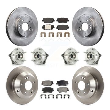 Front Rear Hub Bearing Disc Brake Rotor And Pads Kit (10Pc) For 2014-2015 Kia Sorento AWD KBB-109091