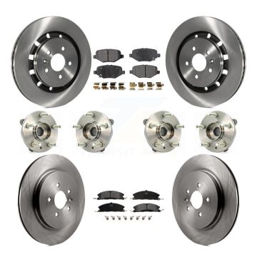 Front Rear Hub Bearing Disc Brake Rotor & Pad Kit (10Pc) For Ford Flex Taurus Lincoln MKS KBB-109099
