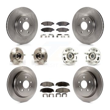 Front Rear Hub Bearing Disc Brake Rotor And Semi-Metallic Pad Kit (10Pc) For Cadillac CTS KBB-109123