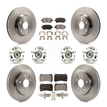 Front Rear Hub Bearing Disc Brake Rotor And Semi-Metallic Pad Kit (10Pc) For Cadillac XTS KBB-109125