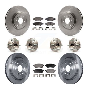 Front Rear Hub Bearings Disc Brake Rotors And Pads Kit (10Pc) For Cadillac SRX Saab 9-4X KBB-109128