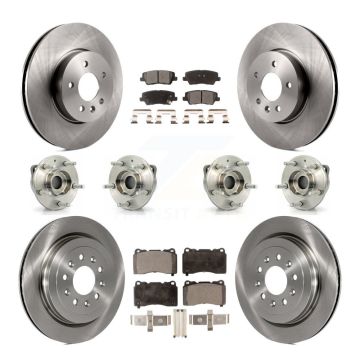 Front Rear Hub Bearing Disc Brake Rotor And Pad Kit (10Pc) For 2013-2015 Cadillac ATS AWD KBB-109131