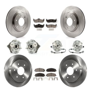 Front Rear Hub Bearing Brake Rotor Pads Kit (10Pc) For 08 Nissan Armada With Internal ABS KBB-109133