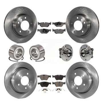 Front Rear Hub Bearing Disc Brake Rotors And Pads Shoe Kit (10Pc) For 2007 BMW 328i Wagon KBB-109163