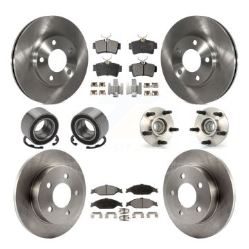 Front Rear Hub Bearing Assembly Disc Brake Rotor And Pad Shoe Kit (10Pc) For Ford Mustang KBB-109170