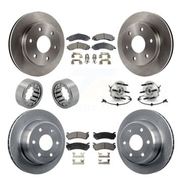 Front Rear Hub Bearing Brake Rotor & Pad Shoe Kit (10Pc) For Chevrolet Avalanche 1500 GMC KBB-109182
