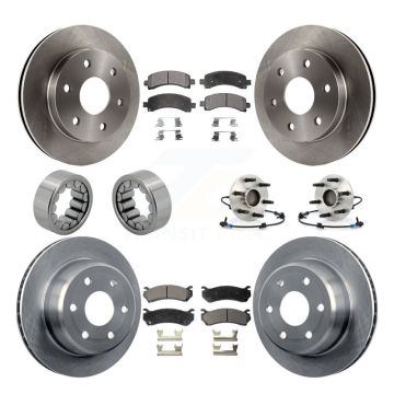 Front Rear Hub Bearing Brake Rotor & Pad Shoe Kit (10Pc) For Chevrolet Avalanche 1500 GMC KBB-109190