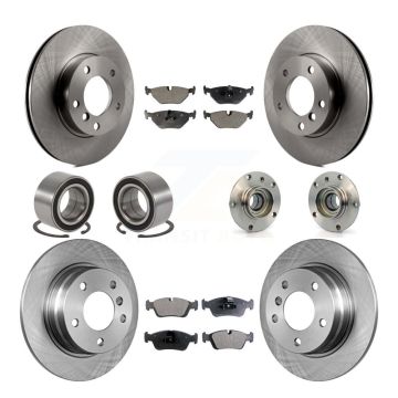 Front Rear Hub Bearing Disc Brake Rotor Pad Shoe Kit (10Pc) For BMW 318i 328i 328is 323is KBB-109207