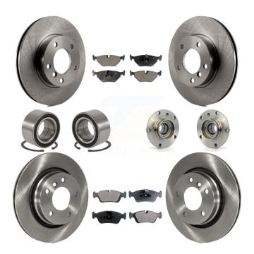 Front Rear Wheel Hub Bearing Disc Brake Rotor And Pads Shoe Kit (10Pc) For BMW 328i 328is KBB-109208