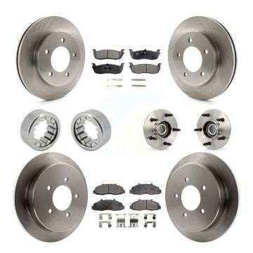 Front Rear Hub Bearing Assembly Disc Brake Rotors And Pads Shoe Kit (10Pc) For Ford F-150 KBB-109269