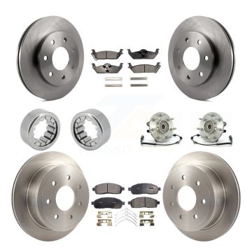 Front Rear Hub Bearing Brake Rotor Pads Shoe Kit (10Pc) For 2006-2008 Lincoln Mark LT 4WD KBB-109309
