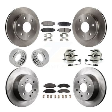 Front Rear Wheel Hub Bearing Disc Brake Rotor And Pad Shoe Kit (10Pc) For GMC Sierra 1500 KBB-109314