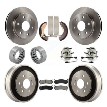 Front Rear Hub Bearing Disc Brake Rotor Pads Shoe Kit (10Pc) For Chevrolet Silverado 1500 KBB-109364