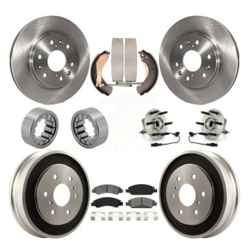 Front Rear Hub Bearing Brake Rotor & Pad Shoe Kit (10Pc) For Chevrolet Silverado 1500 GMC KBB-109365