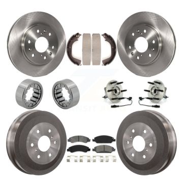 Front Rear Hub Bearing Disc Brake Rotor Pad Shoe Kit (10Pc) For GMC Sierra 1500 Chevrolet KBB-109368