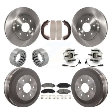 Front Rear Hub Bearing Brake Rotor Pads Shoe Kit (10Pc) For GMC Sierra 1500 Chevrolet RWD KBB-109374