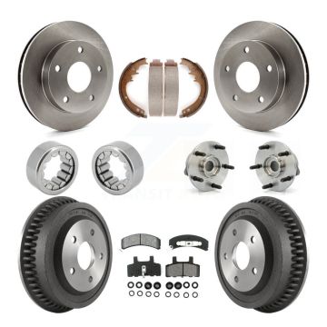 Front Rear Hub Bearings Disc Brake Rotors And Pads Shoes Kit (10Pc) For Dodge Ram 1500 KBB-109417