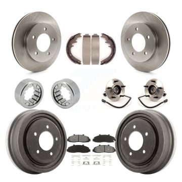 Front Rear Hub Bearing Assembly Disc Brake Rotors And Pads Shoe Kit (10Pc) For Ford F-150 KBB-109418