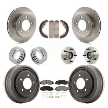 Front Rear Hub Bearing Assembly Disc Brake Rotors And Pads Shoe Kit (10Pc) For Ford F-150 KBB-109420