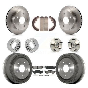 Front Rear Hub Bearings Disc Brake Rotors And Pads Shoes Kit (10Pc) For Dodge Ram 1500 KBB-109425