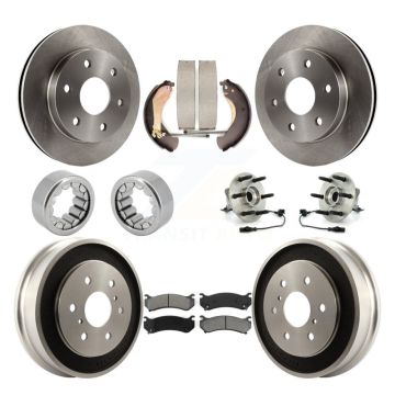 Front Rear Hub Bearing Disc Brake Rotor Pads Shoe Kit (10Pc) For Chevrolet Silverado 1500 KBB-109431