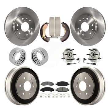 Front Rear Hub Bearing Brake Rotor & Pad Shoe Kit (10Pc) For Chevrolet Silverado 1500 GMC KBB-109432
