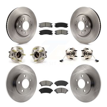 Front Rear Hub Bearing Brake Rotor & Pad Kit (10Pc) For Cadillac Seville With Solid KBB-109456