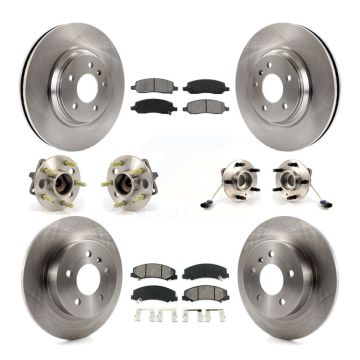 Front Rear Hub Bearing Disc Brake Rotor & Pad Kit (10Pc) For 2006-2011 Buick Lucerne 4.6L KBB-109459