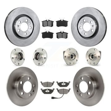 Front Rear Hub Bearing Disc Brake Rotor Pad Kit (10Pc) For 2007-2009 Volkswagen Golf City KBB-109465
