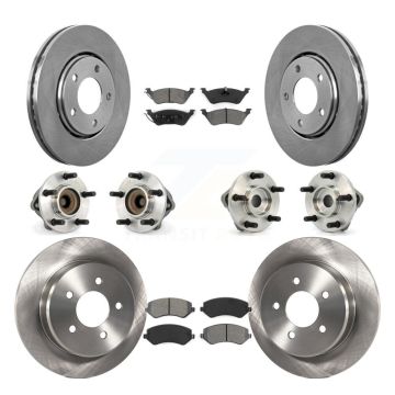 Front Rear Hub Bearing Brake Rotor Pad Kit (10Pc) For Dodge Caravan Grand Chrysler Town & KBB-109482