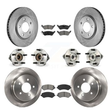 Front Rear Hub Bearings Disc Brake Rotors And Pads Kit (10Pc) For Dodge Grand Caravan KBB-109483
