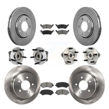 Front Rear Hub Bearing Brake Rotor Pad Kit (10Pc) For Dodge Caravan Grand Chrysler Town & KBB-109485
