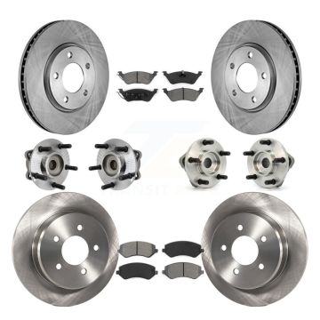 Front Rear Hub Bearing Assembly Disc Brake Rotor And Pads Kit (10Pc) For Chrysler Voyager KBB-109487