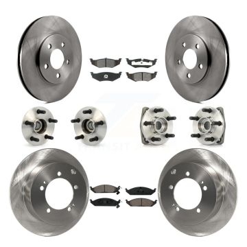 Front Rear Hub Bearing Disc Brake Rotor Pad Kit (10Pc) For 2000 Dodge Stratus 4-Wheel ABS KBB-109496