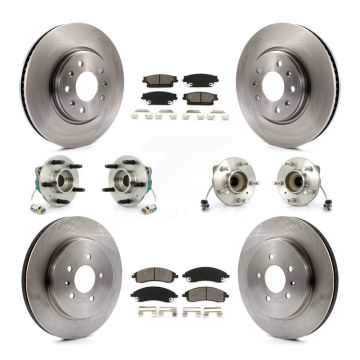 Front Rear Hub Bearing Disc Brake Rotor & Pads Kit (10Pc) For 2006-2007 Cadillac CTS Base KBB-109497