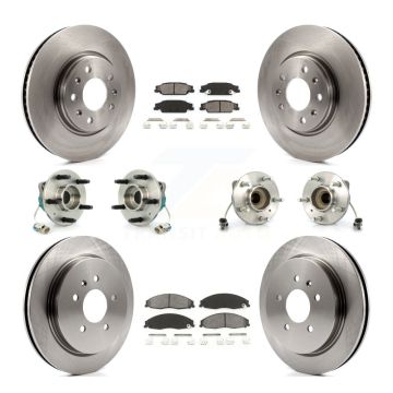 Front Rear Hub Bearing Brake Rotor Pads Kit (10Pc) For Cadillac CTS With Sport Suspension KBB-109498